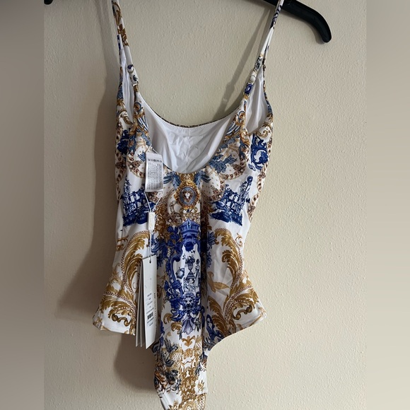 NWT $329 Camilla Blue Gold One Piece Swimsuit Size XS scoop Neck Soulsear - Picture 7 of 13